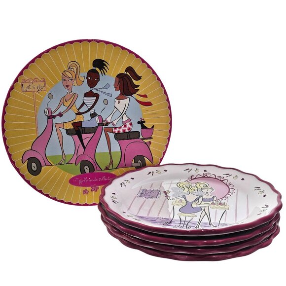 4 Mary Kay Girlfriends Plates 8" salad lunch dessert scalloped edges New boxed - Picture 2 of 9